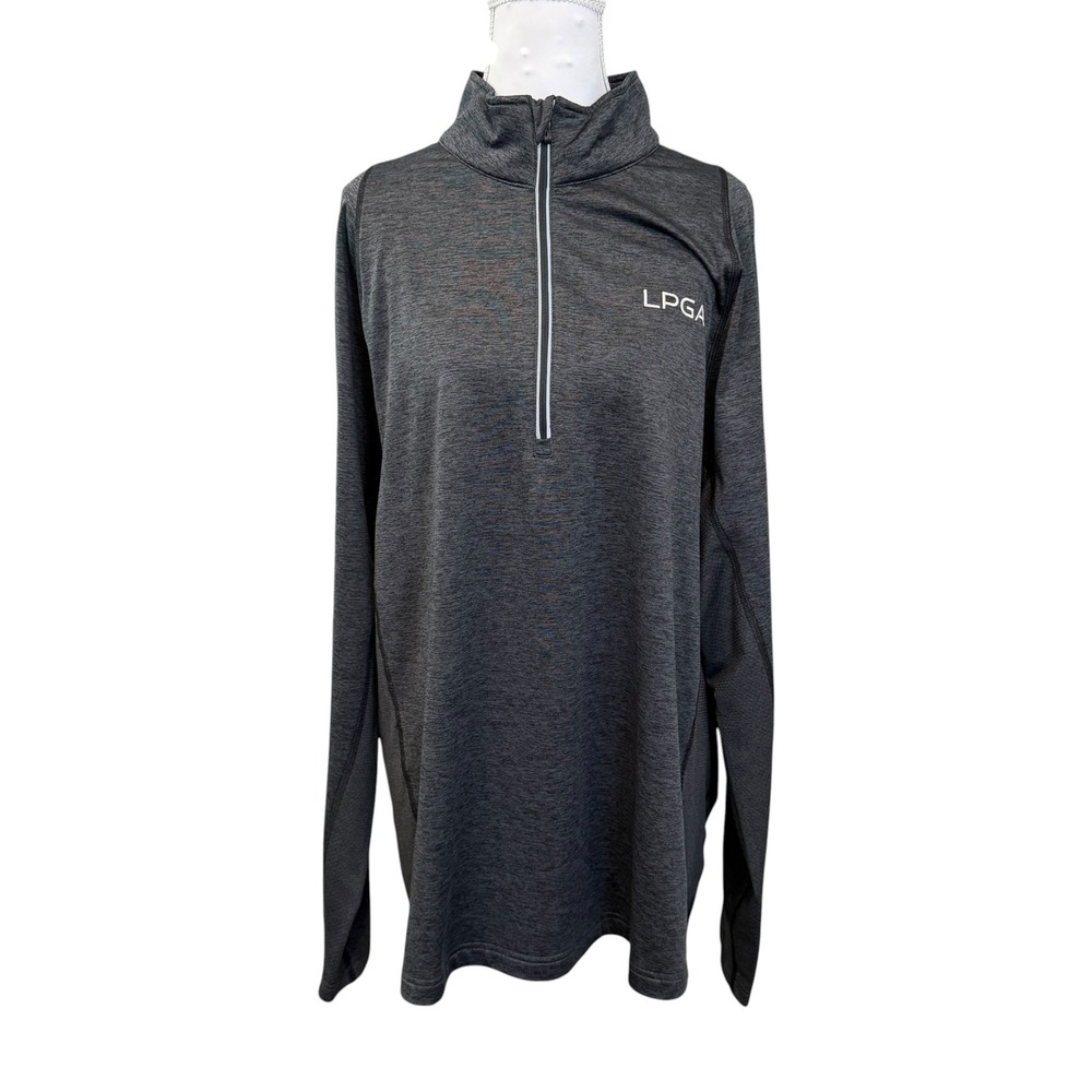Sunice 1/4 Zip Golf Pullover L Gray LPGA Logo Performance Activewear Lightweight